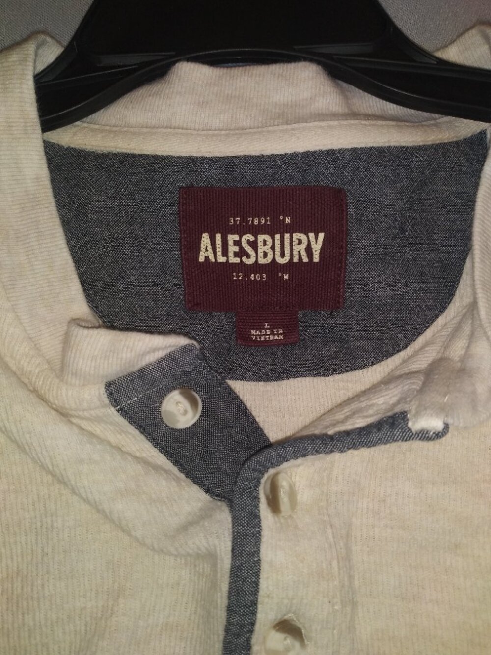 Alesbury Stitch Fix Cream Henley Long Sleeve Shirt Size L